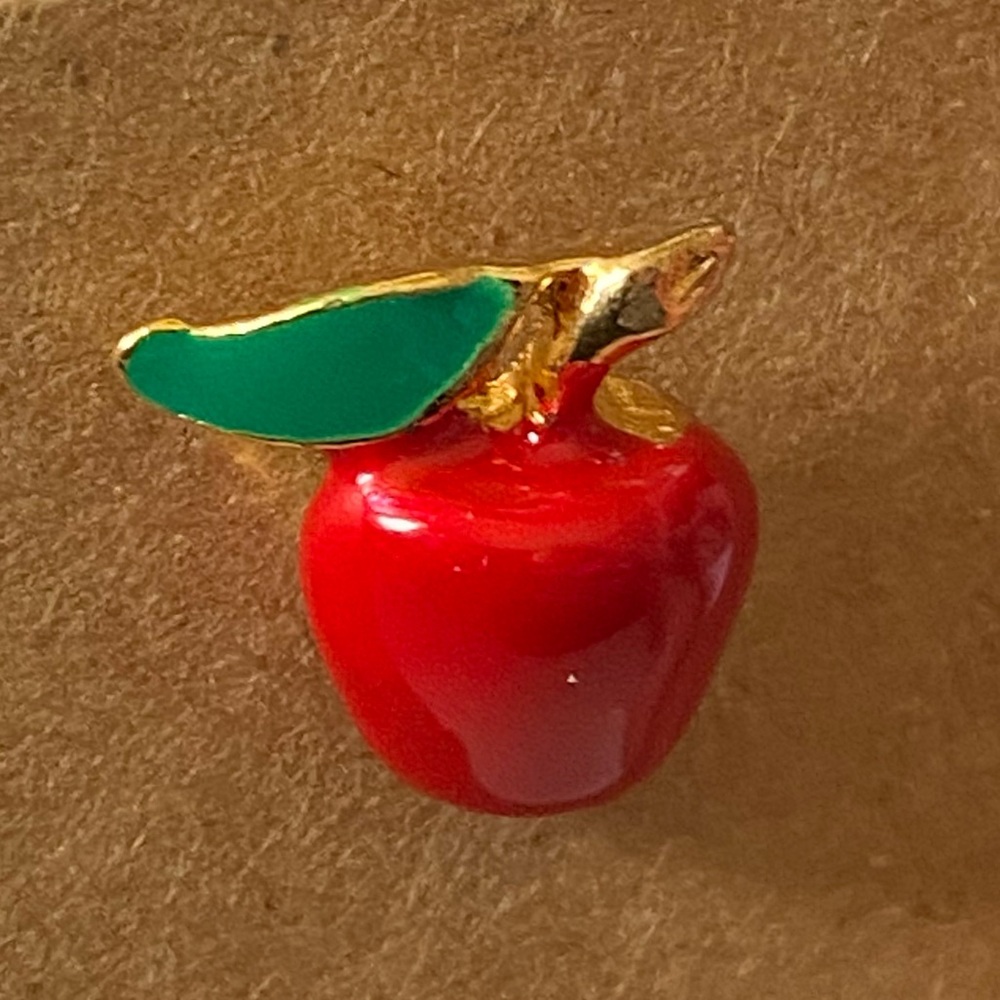 Red Apple Enamel Tack Pin Brooch